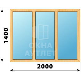 Трехстворчатое глухое деревянное окно из сосны Г-Г-Г 2000×1400 ОА-35894