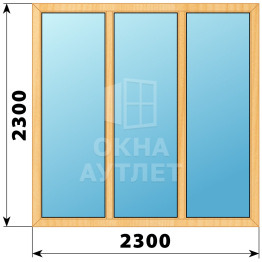 Трехстворчатое глухое деревянное окно из сосны Г-Г-Г 2300×2300 ОА-37178
