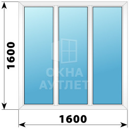 Трехстворчатое глухое пластиковое окно Г-Г-Г 1600×1600 ОА-32784