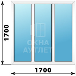 Трехстворчатое глухое пластиковое окно Г-Г-Г 1700×1700 ОА-32892