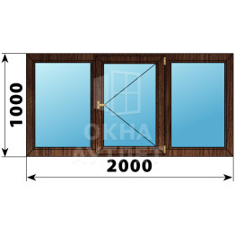 Трехстворчатое деревянное окно из дуба Г-П-Г 2000×1000 ОА-37136