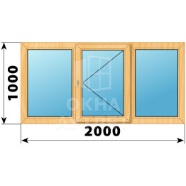 Трехстворчатое деревянное окно из сосны Г-П-Г 2000×1000 ОА-35729