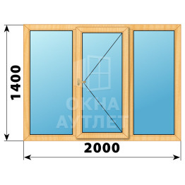 Трехстворчатое деревянное окно из сосны Г-П-Г 2000×1400 ОА-36440