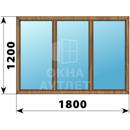 Трехстворчатое окно из лиственницы 1800×1200 Г-Г-Г ОА-36284