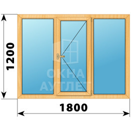Трехстворчатое окно из сосны 1800×1200 Г-П-Г ОА-35978