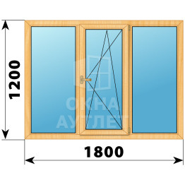 Трехстворчатое окно из сосны 1800×1200 Г-ПО-Г ОА-36065