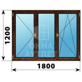 Трехстворчатое окно из дуба 1800×1200 П-Г-ПО ОА-37406
