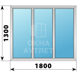 Трехстворчатое дерево-алюминиевое окно 1800×1300 Г-Г-Г ОА-37151