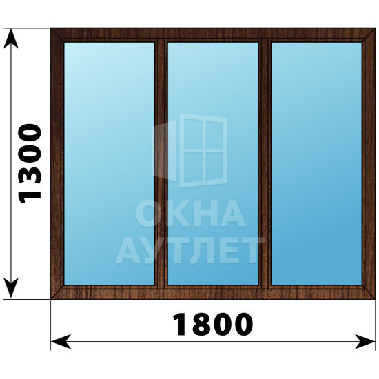 Трехстворчатое окно из дуба 1800×1300 Г-Г-Г ОА-36977