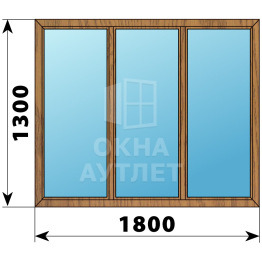 Трехстворчатое окно из лиственницы 1800×1300 Г-Г-Г ОА-36455
