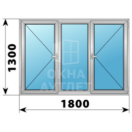 Трехстворчатое дерево-алюминиевое окно 1800×1300 П-Г-П ОА-37595