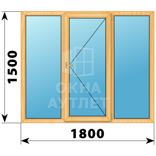 Трехстворчатое окно из сосны 1800×1500 Г-П-Г ОА-36401