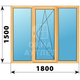 Трехстворчатое окно из сосны 1800×1500 Г-ПО-Г ОА-36470