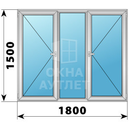 Трехстворчатое дерево-алюминиевое окно 1800×1500 П-Г-П ОА-37730