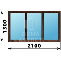 Трехстворчатое окно из дуба 2100×1300 Г-Г-Г ОА-37202