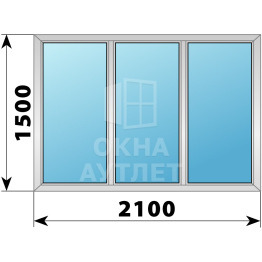 Трехстворчатое дерево-алюминиевое окно 2100×1500 Г-Г-Г ОА-37571
