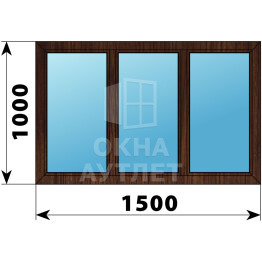 Трехстворчатое окно из дуба 1500×1000 Г-Г-Г ОА-46047