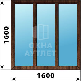 Трехстворчатое окно из дуба 1600×1600 Г-Г-Г ОА-46401