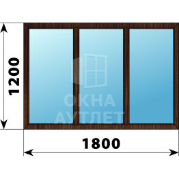 Трехстворчатое окно из дуба 1800×1200 Г-Г-Г ОА-46908