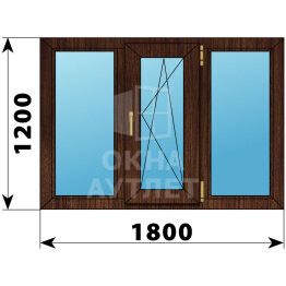 Трехстворчатое окно из дуба 1800×1200 Г-ПО-Г ОА-47439
