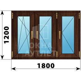Трехстворчатое окно из дуба 1800×1200 ПO-П-П ОА-48381