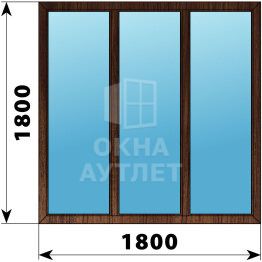Трехстворчатое окно из дуба 1800×1800 Г-Г-Г ОА-46965