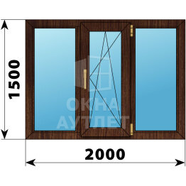 Трехстворчатое окно из дуба 2000×1500 Г-ПО-Г ОА-47976
