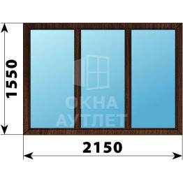 Трехстворчатое окно из дуба 2150×1550 Г-Г-Г ОА-48036