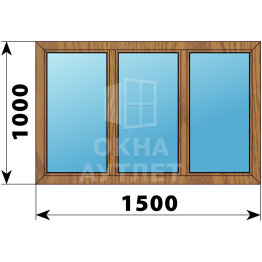 Трехстворчатое окно из лиственницы 1500×1000 Г-Г-Г ОА-45270