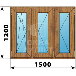 Трехстворчатое окно из лиственницы 1500×1200 ПO-П-П ОА-47151