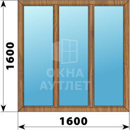 Трехстворчатое окно из лиственницы 1600×1600 Г-Г-Г ОА-45564