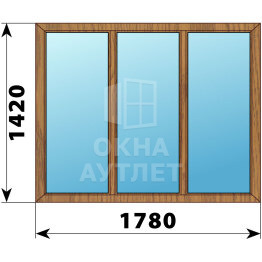 Трехстворчатое окно из лиственницы 1780×1420 Г-Г-Г ОА-50054