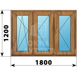 Трехстворчатое окно из лиственницы 1800×1200 ПO-П-П ОА-50711