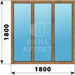 Трехстворчатое окно из лиственницы 1800×1800 Г-Г-Г ОА-46050