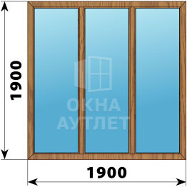 Трехстворчатое окно из лиственницы 1900×1900 Г-Г-Г ОА-46305