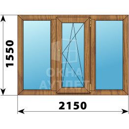 Трехстворчатое окно из лиственницы 2150×1550 Г-ПО-Г ОА-47196
