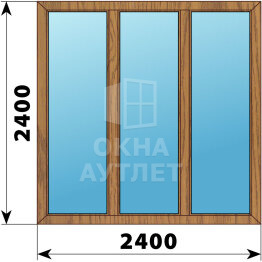 Трехстворчатое окно из лиственницы 2400×2400 Г-Г-Г ОА-46452