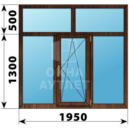 Трехстворчатое окно с глухой фрамугой из дуба 1950×1800 Г-ПО-Г ОА-48390