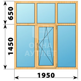 Трехстворчатое окно с глухой фрамугой из сосны 1950×2100 Г-ПО-Г ОА-41113