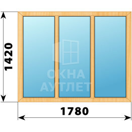 Трехстворчатое окно из сосны 1780×1420 Г-Г-Г ОА-42133