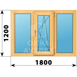 Трехстворчатое окно из сосны 1800×1200 Г-ПО-Г ОА-42334