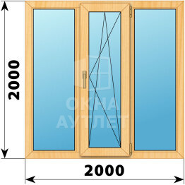 Трехстворчатое окно из сосны 2000×2000 Г-ПО-Г ОА-42805