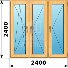 Трехстворчатое окно из сосны 2400×2400 ПO-П-П ОА-43108