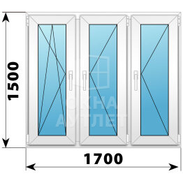Трехстворчатое пластиковое окно 1700×1500 ПO-П-П ОА-40768
