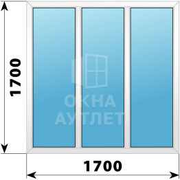 Трехстворчатое пластиковое окно 1700×1700 Г-Г-Г ОА-38659