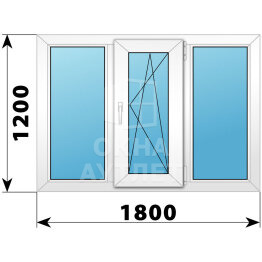Трехстворчатое пластиковое окно 1800×1200 Г-ПО-Г ОА-40240