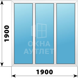 Трехстворчатое пластиковое окно 1900×1900 Г-Г-Г ОА-40390