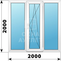 Трехстворчатое пластиковое окно 2000×2000 Г-ПО-Г ОА-38150