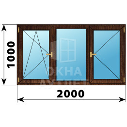 Трехстворчатое деревянное окно из дуба ПО-Г-П 2000×1000 ОА-37556