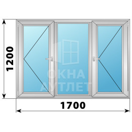 Трехстворчатое алюминиевое окно П-Г-П 1700×1200 ОА-34304